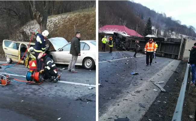 Doi răniţi după ce au fost loviţi de un TIR