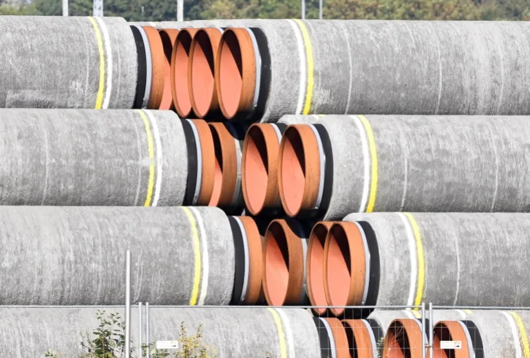 O fotografie a conductei Nord Stream 2 din Marea Baltică.