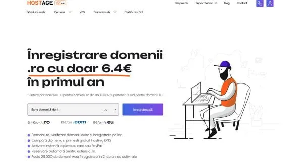 Înregistrează domenii.ro cu doar 6.4 € pentru primul an