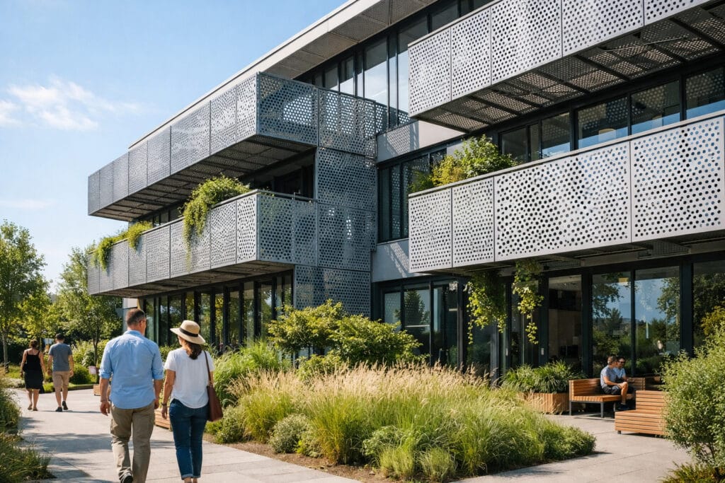 Panourile traforate metalice și clădirile ecologice sunt conforme cu standardele