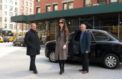 Anne Hathaway, apariție îndrăzneață în pantaloni transparenți Dolce & Gabbana, la New York