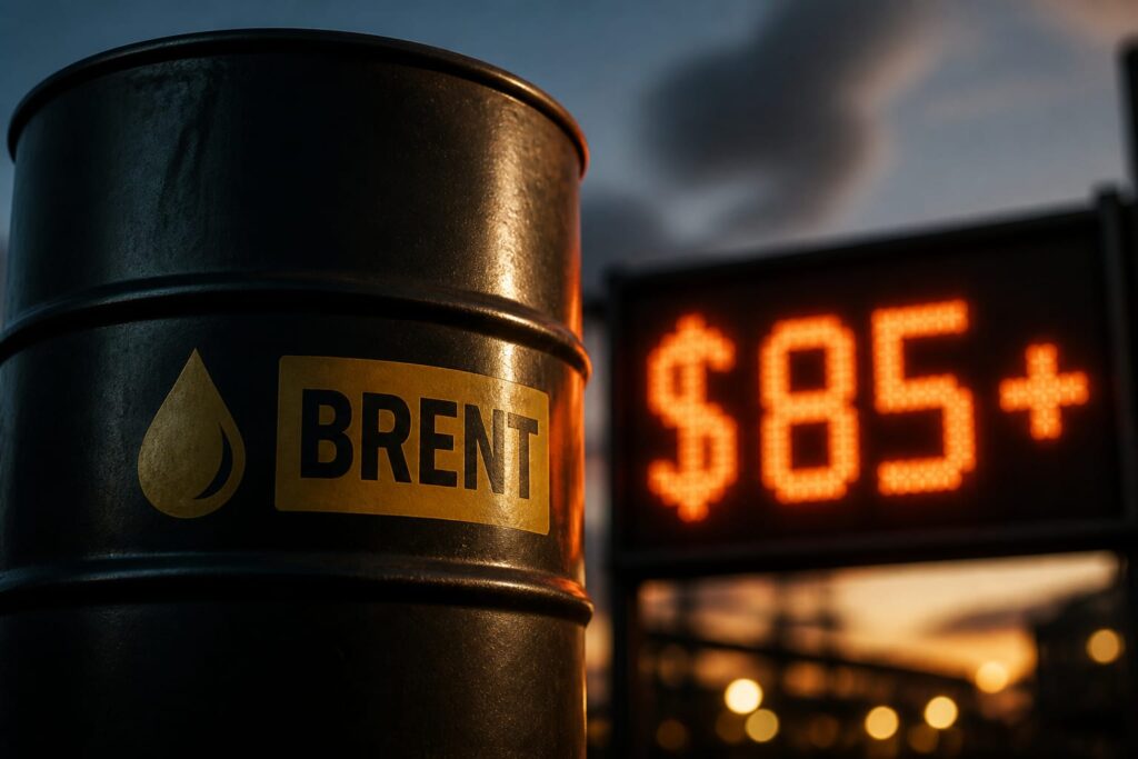 Cotația Brent a urcat la aproximativ 85 de dolari pe baril, iar presiunea se vede în costurile carburanților