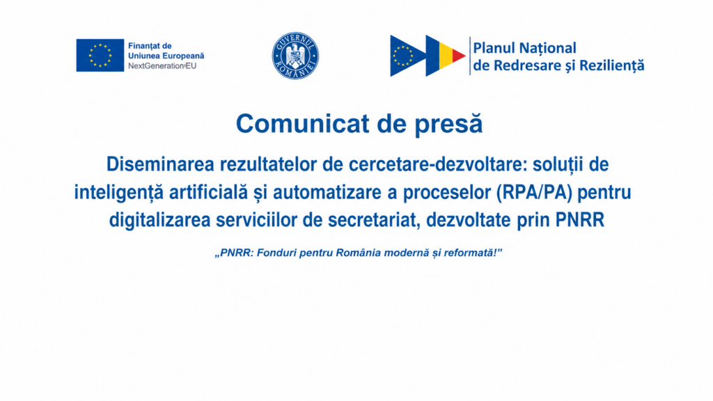 Un proiect PNRR de 5,5 milioane lei a dezvoltat soluții AI pentru servicii de secretariat medical