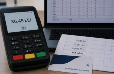 Un tichet de masă de 45 de lei aduce angajatului 36,45 lei net pe card în anul 2026